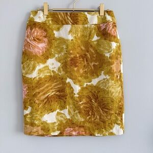 Talbots Floral Pencil Skirt in Gold and Pink